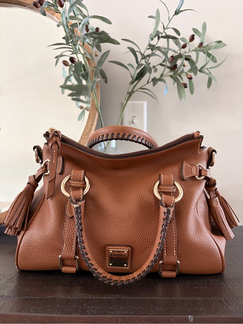 Dooney & Bourke Tan Pebble Leather Satchel Bag